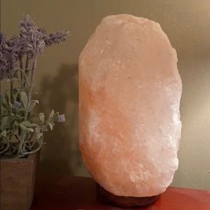 Natural Himalayan Salt lamp with wood base